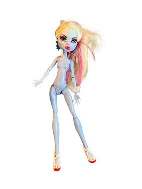 2008 Mattel Monster High Abbey Bominable Doll Blue Skin White Shoes Pink Streaks
